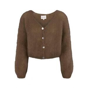 NEW AMERICANDREAMS women's cornelia cropped cardigan in dark brown
